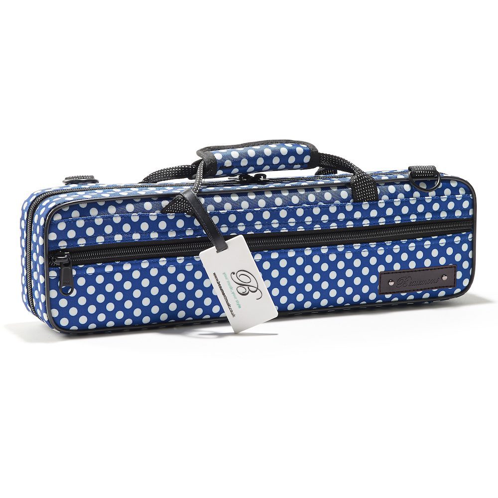 beaumont c foot flute box case blue polka dot 7