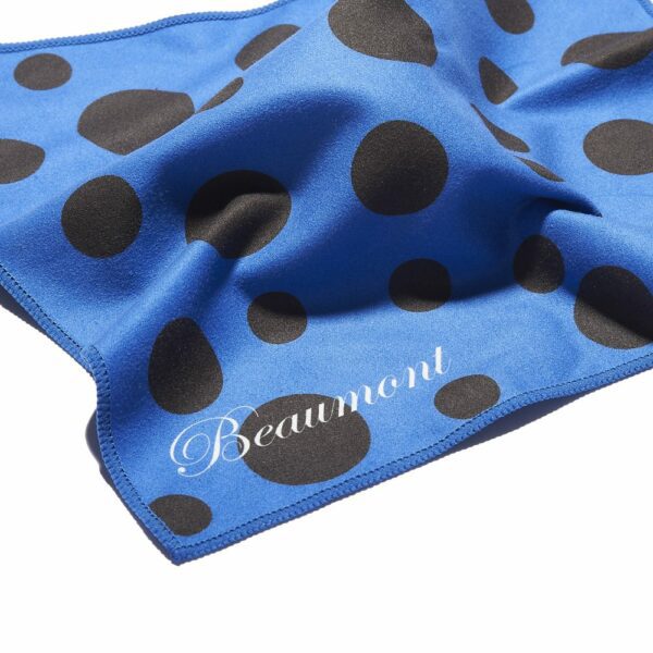 beaumont microfibre flute cleaning cloth blue polka dot 3