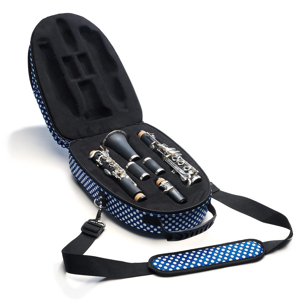 beaumont student bb clarinet case blue polka dot 2