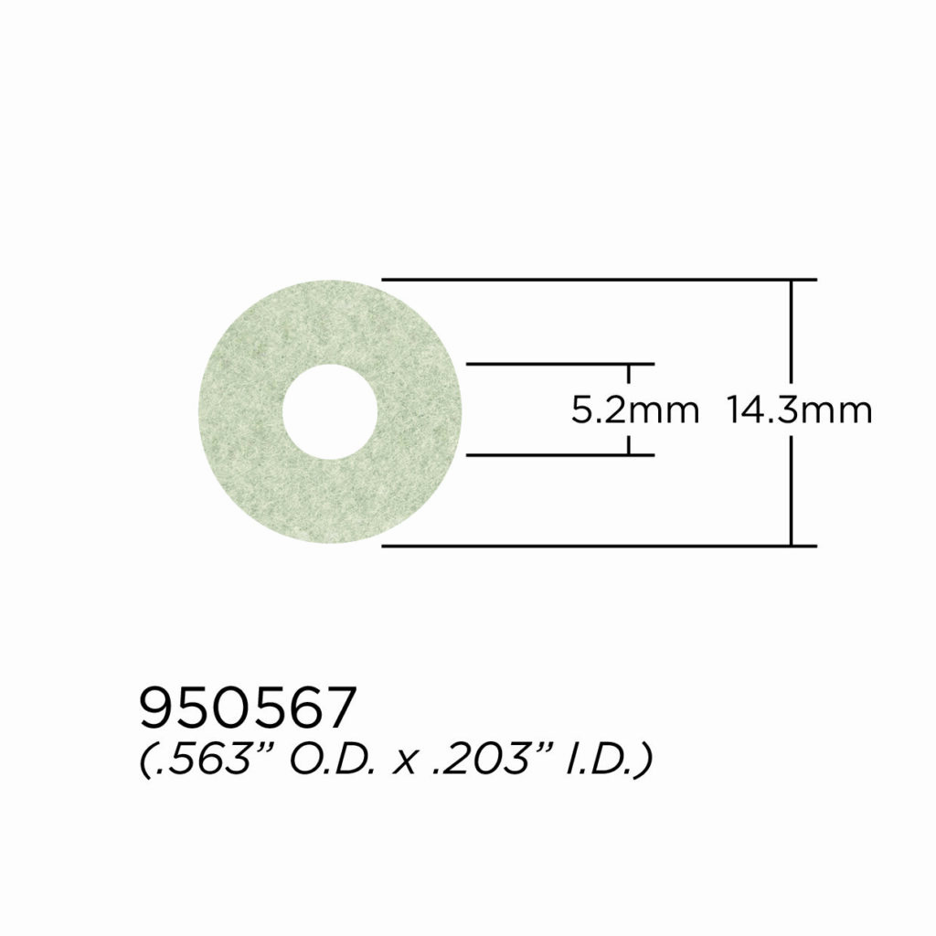 Valve Stem and Fingerbutton Washer - 2.2mm Q Felt - 14.3mm OD x 5.2mm ID