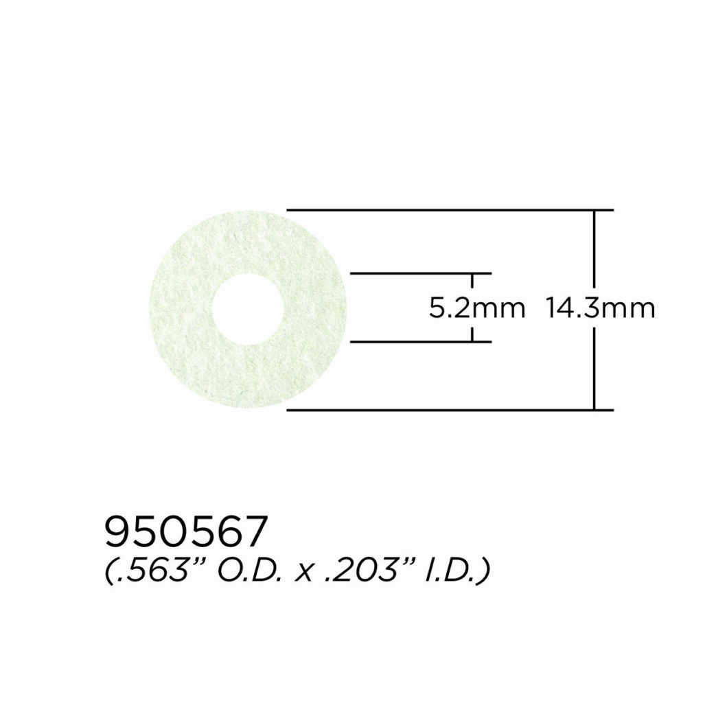 Valve Stem and Fingerbutton Washer - 2.4mm Felt Washer - White - 14.3mm OD x 5.2mm ID