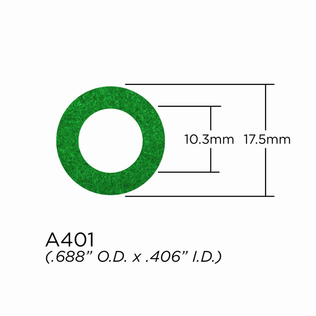 Top Cap Washer - 2mm Felt Washer - Green - 17.5mm OD x 10.3mm ID