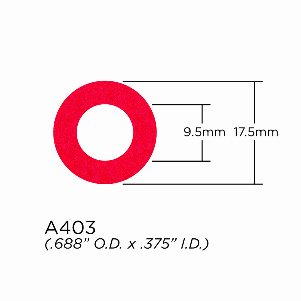 Top Cap Washer - 1.6mm Felt Washer - Red - 17.5mm OD x 9.5mm ID