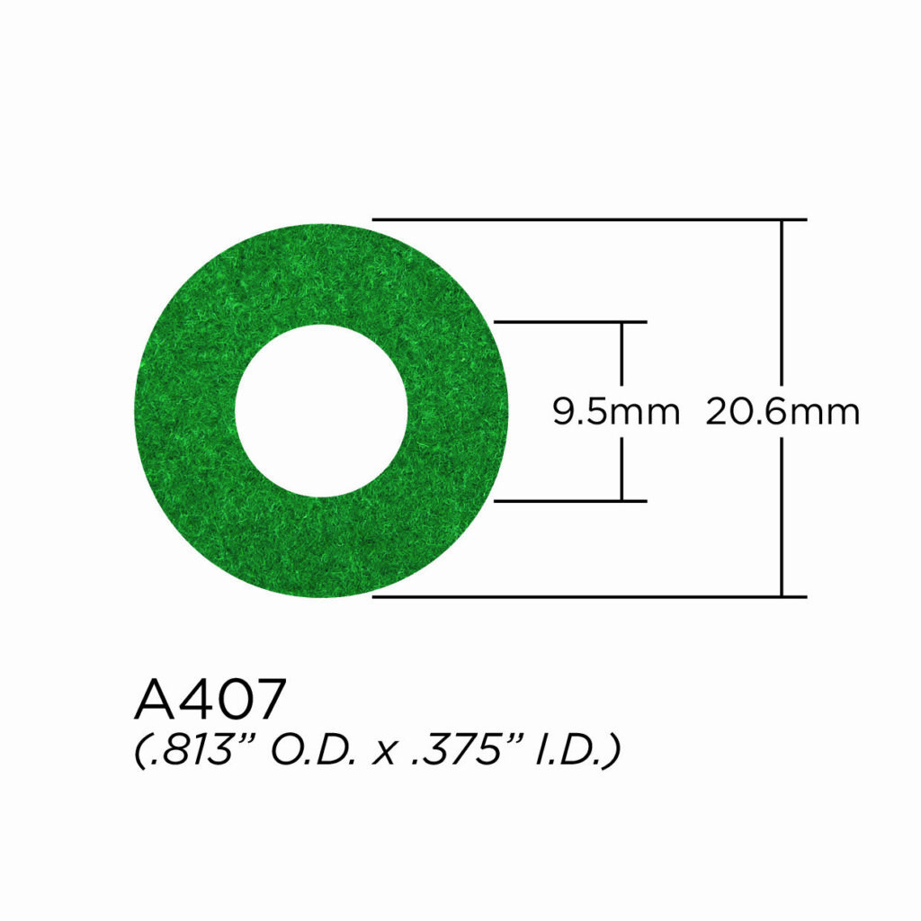Top Cap Washer - 2mm Felt Washer - Green - 20.6mm OD x 9.5mm ID