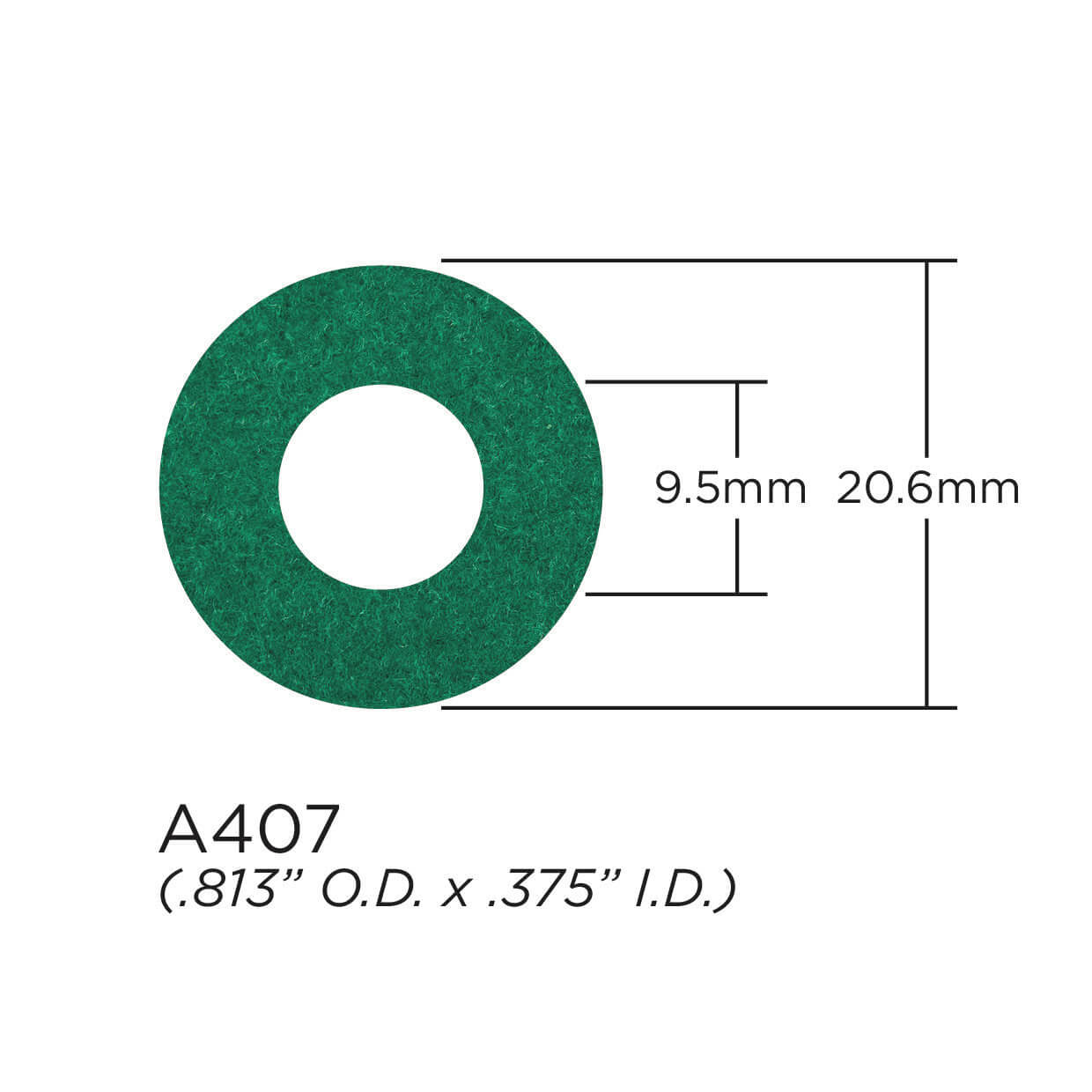 Buy Top Cap Washer 2mm Felt Washer Green 20.6mm OD x 9.5mm ID