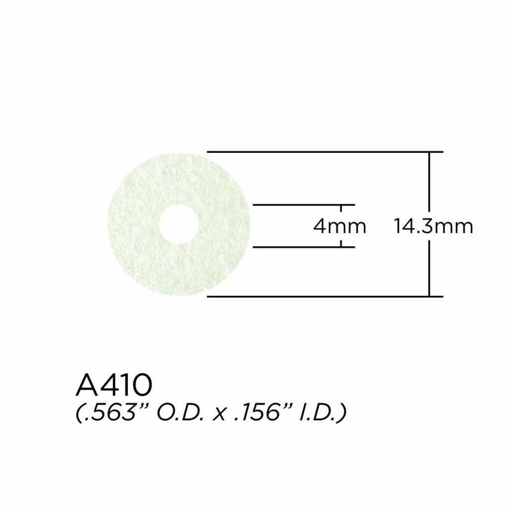 Valve Stem and Fingerbutton Washer - 2.4mm Felt Washer - White - 14.3mm OD x 4mm ID