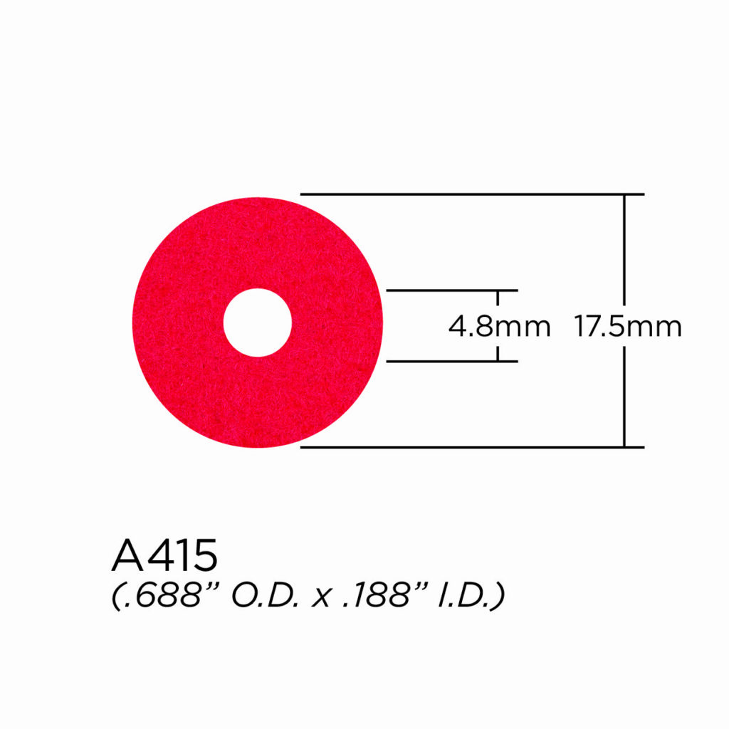 Valve Stem and Fingerbutton Washer - 2.4mm Felt Washer - Red - 17.5mm OD x 4.8mm ID